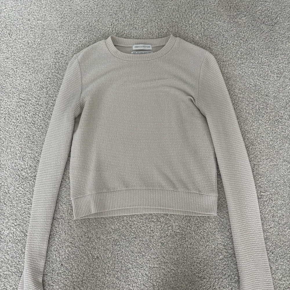 Urban Outfitters Cream Ribbed Knit Top